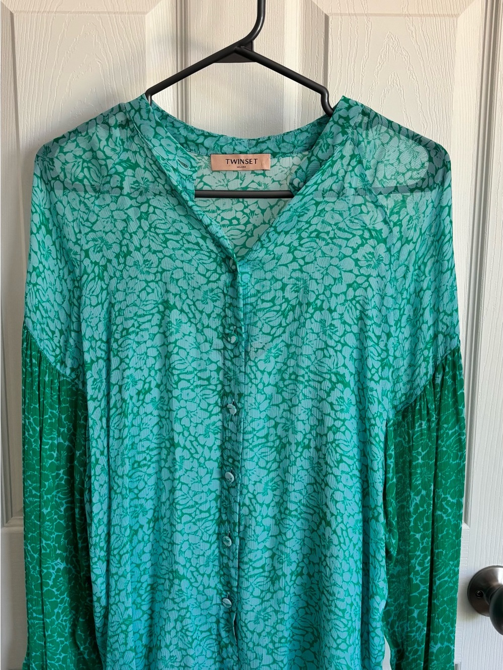 Twin-Set Green Floral Button-Front Women’s Blouse
